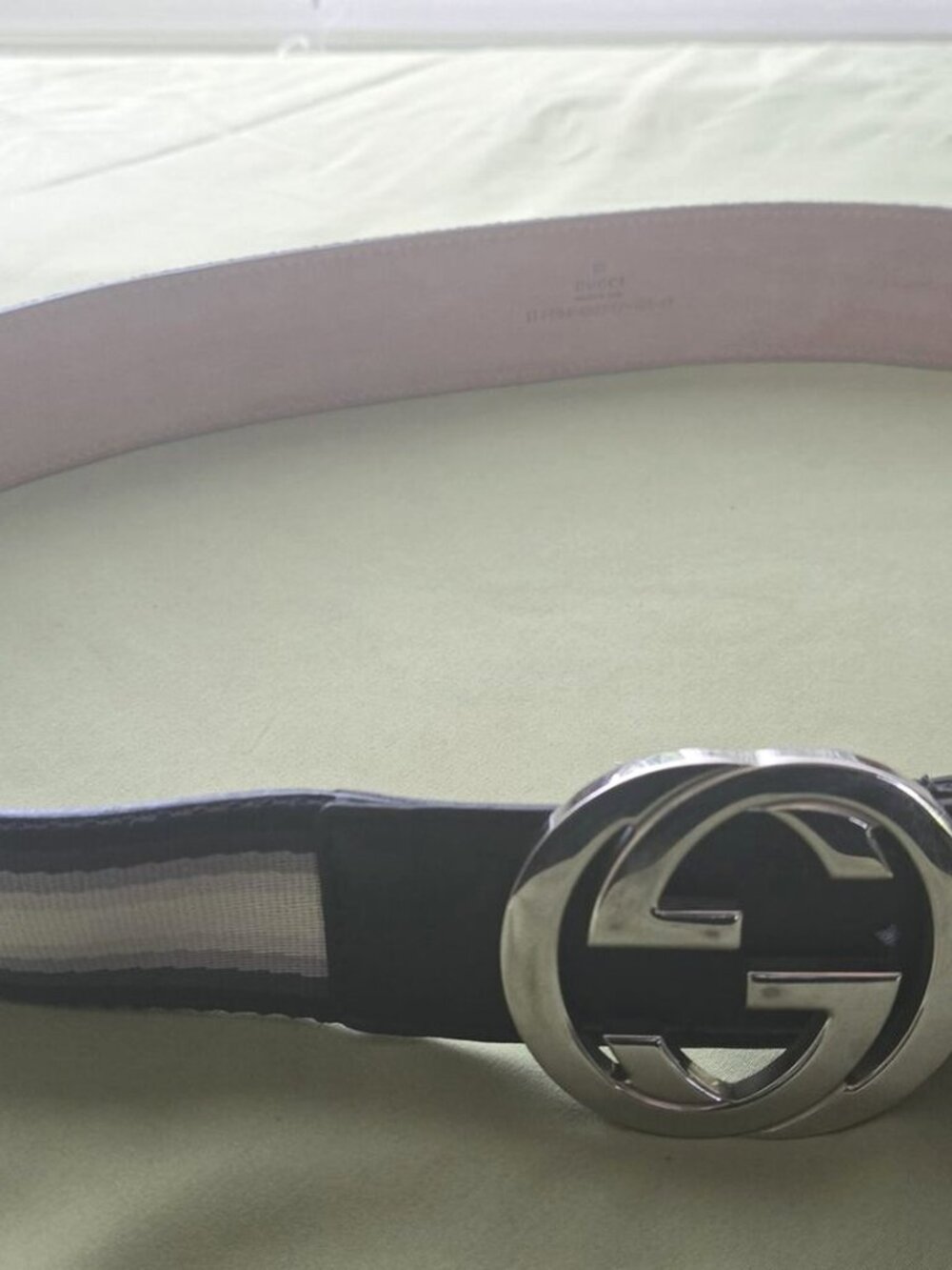 Gucci Interlocking G Belt Black Leather Silver Buckle
